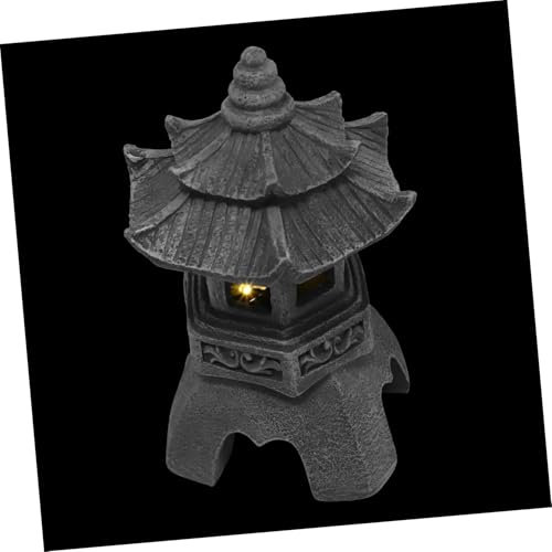 SUPVOX Linterna Solar De Piedra En Forma De Pagoda Zen De Resina para Jardín y Patio Exterior, Lámpara Diseño Asiático Tradicional para Decoración De Parques y Áreas Al Aire Libre