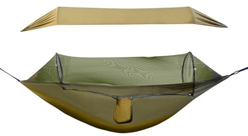 TFixol Hamaca portátil de camping con mosquitera para mochileros, color verde militar
