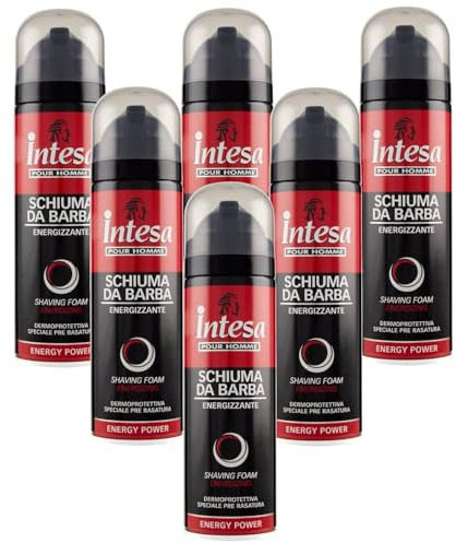 Intesa Pour Homme Rasierschaum für Herren, 300 ml, ohne Alkohol, geschmeidig und schützend, für empfindliche Haut, sanfte und komfortable Rasur (6 Einheiten)