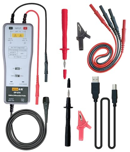 PINTECH Sonde active différentielle haute tension 50 V, 70 MHz, taux d'atténuation 1X/10X Kit de sonde d'oscilloscope DP-275