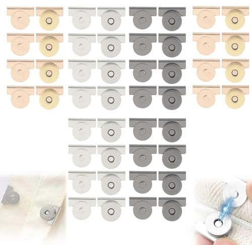 24Pairs Seamless Magnetic Buckle Clasp, Magnetic Snaps for Bags Clothing and DIY Crafts, No-Sewing Clip Closures