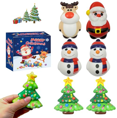 TECHEEL Weihnachten Squishy Spielzeug Weihnachten Stress Balls Stress Spielzeug Squishy Antistressball Stressball Anti Stress Bälle für Kinder Erwachsene Weihnachtstag Party Geschenk (6 Stück)