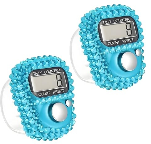 GOUDOGEDC 2 contatori elettronici per dita, mini contatore di giri, contatore elettronico digitale per conteggio delle dita, conteggio delle mani, conteggio delle merci, accessori per maglieria