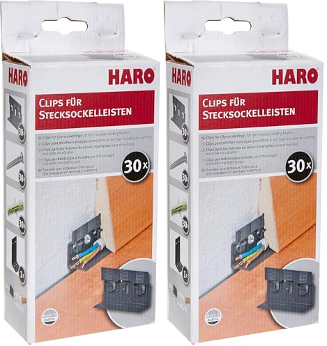 HARO Clips für Stecksockelleisten, 1 Stück,407198 (Packung mit 2)