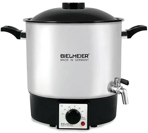 BIELMEIER Einkochautomat einwecken Edelstahl 1000 W 9 Liter | Einkochtopf Regelthermostat Einlegerost Auslaufhahn 3/8 Edelstahl BHG 990.2 Made in Germany