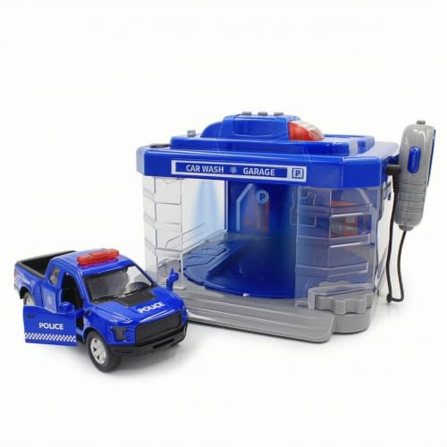 FytStycale Station Lavage Jouet Lumineux Garage Jouet avec Voiture pour Enfants , Station De Police avec Voiture De Police