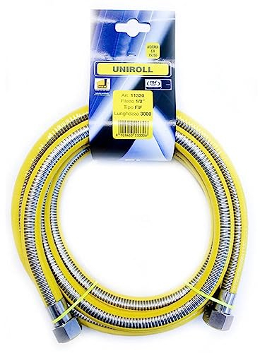 Tubo flessibile del gas 3 mt 1/2 acciaio FF secondo la norma EN 15266 UNIROLL