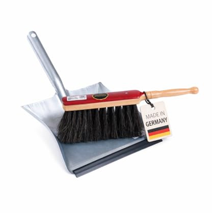 Echt Rosshaar Kehrgarnitur weiche Borsten Handfeger Kehrschaufel mit Lippe | Sehr weiche Rosshaarborsten, Kehrblech mit Lippe, Handfeger mehrteilig lackiert, Länge 290mm