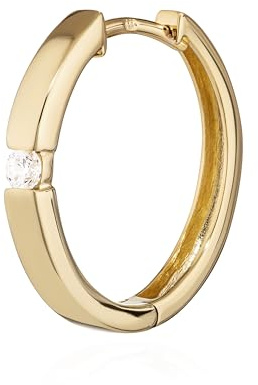 NKlaus Klappcreole, Creolen Echtgold 333 mit Zirkonia, 18,4 mm, 1 Stück | Quadratischer Stein; Gelbgold, Breite 2,7 mm, Stärke 2 mm, hochglanzpoliert, für Damen und Mädchen