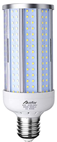 Auzilar 60W LED Corn Light Bulb (E39 Large Mogul Base) 6000Lm 6500K Cool White, for Metal Halide HID HPS Replacement Garage Parking Lot High Bay Warehouse Street Lamp Lighting, 85V-265V