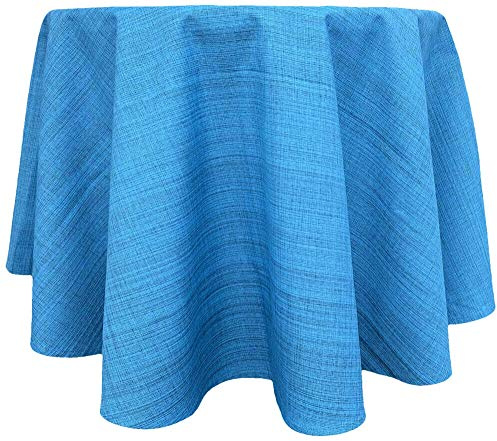 Outdoor Tischdecke rund Ø 145 cm in türkis blau meliert - Modernes Tisch-Tuch als wetterfeste Garten-Tischdecke - Abwaschbare Außenbereich Abdeckung als große Garten-Tische Camping Tisch-Deko