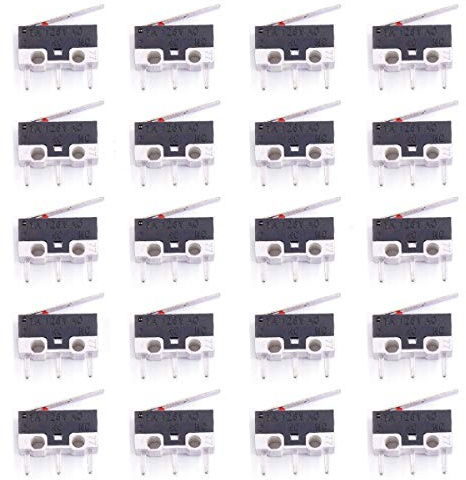Youmile 20Pack Micro Switch AC 1A 125V 3Pin SPDT NO + NC Leva cerniera Pulsante momentaneo Micro finecorsa per Arduino
