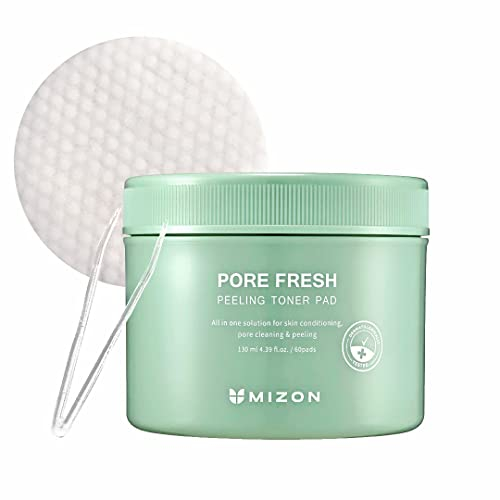 [MIZON] PORE FRESH PEELING TONER PAD (x60) Korean skincare - AHA + BHA + PHA - Soothes & Gently Exfoliates - Tightens Pores - Exfoliating lotion pads - Suitable for sensitive skin.