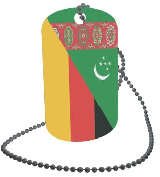 U24 Dog Tag Erkennungsmarke ID Tag an Kette Flagge Turkmenistan-Deutschland Alu 30 x 50 mm