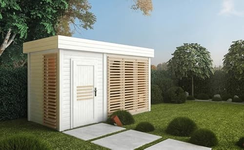 FinnTherm Gartensauna Außensauna Sauna Haus Azalia 2 Sitzbänke Wandstärke 40 mm