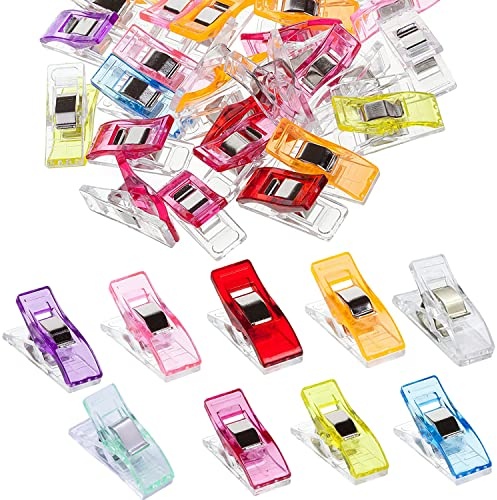 50 Stück Nähklammern Stoffklammern,Nähzubehör Multifunktionale Nähklammern, Nähclips DIY-Klammern zum Nähen, Stofffixieren usw (Mehrere Farben)