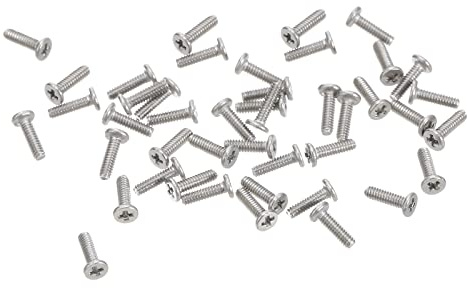 sourcing map M1,2–0,25 x 4 mm 50 Stück Flachrundkopfschrauben 304 Edelstahl Kreuzschlitzschrauben Maschinenschrauben Hardware Verschluss für Möbelverbindung