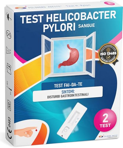 TEST HELICOBACTER PYLORI Adeste - Rapido fai da te per lo screening delle infezioni allo stomaco. Confezione da 2 test