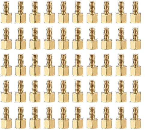 YOKIVE 100Stk M2.5 Abstandsbolzen Schrauben Messing Sechskant PCB Abstandsbolzen Halten Höhe konsistent Ideal für Hauptplatine (Gold Ton 4mm+5mm)