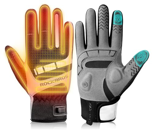 ROCKBROS Beheizbare Handschuhe über USB, Fahrradhandschuhe reflektierend und stoßdämpfend, Winterhandschuhe mit Touchfunktion für Damen und Herren, ideal für Radfahren, Wandern, Büro und Außenbereich