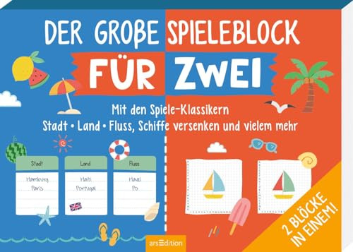 Der große Spieleblock für Zwei: Mit den Spiele-Klassikern Stadt-Land-Fluss, Schiffe versenken und vielem mehr