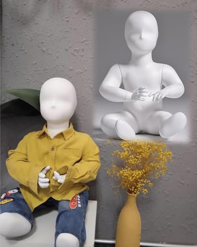 BBHW Schaufensterpuppe Ganzkörper-Kinderschaufensterpuppe, Sitzende Pose, Kinderkostüm, Schaufenstermodell Mattweiß, Realistische, Abnehmbare Schaufensterpuppe für Kleidung (Color : Posture 1)