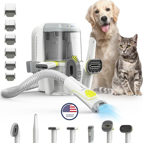 PAWSPIK GromingPro Rx Aspirateur pour animaux de compagnie, contrôle manuel direct, 7 outils de toilettage pour animaux de compagnie, 6 niveaux d'aspiration pour poils d'animaux, grand bac à poussière