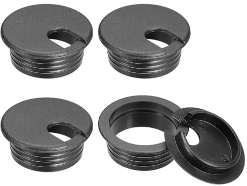 sourcing map Cable Hole Cover, 4Pcs 45mm/1-3/4inch ABS Desk Cable Wire Cord Grommet Hole Cover for Office Computer Desk Wire Organizer, Black