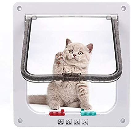 Klassische Katzenklappe, 4 manuelle Verschluss-Optionen M-19 * 22 * 5,5cm Braun