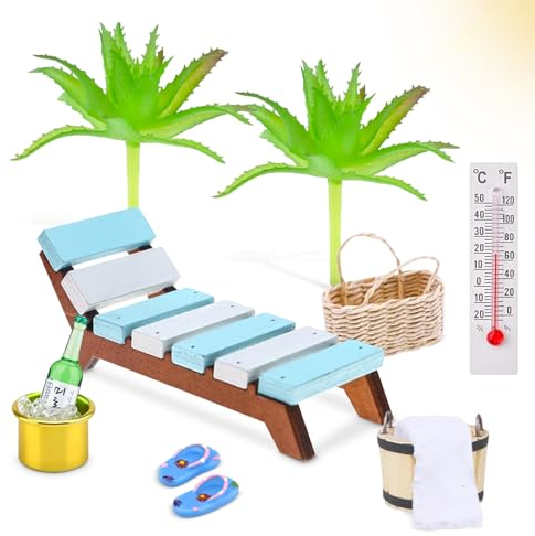 Strand-Mikrolandschaft, 12 Stück Miniatur Deko Strand Deko, Strand Mikrolandschaft, Mini-Stranddekorationen, für DIY, Garten, Urlaub Geschenk,Gartenmöbel