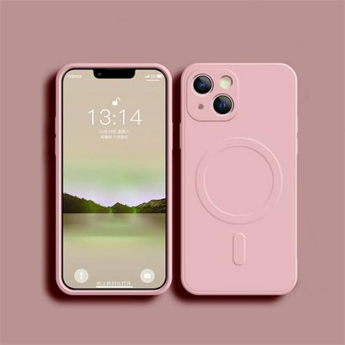 GOTBAC Custodia in silicone liquido per iPhone 15 14 13 12 11 Pro Max Plus Mini X XR Xs Plus Cover di ricarica wireless magnetica per telefono, rosa, per iPhone 12 Mini