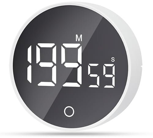 Digitaler Küchentimer, Magnetischer Visueller Timer 60-Minuten Countdown Timer mit 3 Lautstärkestufen, Kurzzeitwecker, Große LED Bildschirm, Eieruhr Lauter Alarm für Kochen, Backen, Sport, Studieren