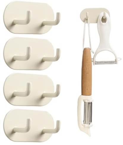 Miraculife Handtuchhalter ohne Bohren, 5er Set Doppel Klebehaken, Edelstahl Haken selbstklebend, Klebehaken Handtuchhalter Bad, Wandhaken Handtuchhaken(Weiß)