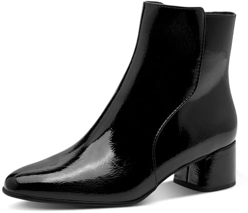 Marco Tozzi Damen Stiefeletten mit Blockabsatz Elegant, Schwarz (Black Patent), 37 EU