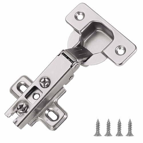 2 Pcs Slide-on 32mm Kitchen Cabinet Wardrobe Door Hinge,110 Degree Self Close Full Overlay Standard Hinge-Nickel Plated