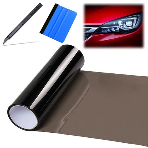 Film Teinté Autocollant, Auto Voiture Teinte Phare, Film Teinté pour Phares Arrière, 30cm * 120cm Film de Teinte Autocollant Projecteur Fog Light Queue Light Color Accessoires, Découpable, Noir
