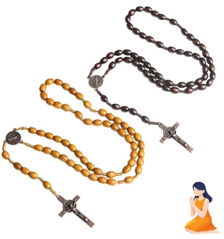JYNARIX 2 PCS Catholic Rosary with Prayer Beads, Cross Necklace for Men and Women, Durable Crucifix for Christians, Communion, Baptism, Mass, Bible