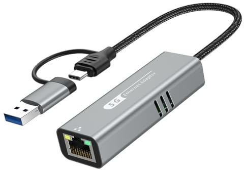 Uxsjakjsd Adaptador Ethernet USB 3.2 A 5 Gbps RTL8157 Convertidor de Red RJ45 de 5000 Mbps para Computadora Portátil Compatible con para 5G, 2.5G, 1G, 100 Mbps