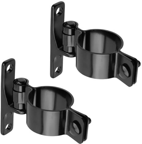 Pastlla 2 Pcs 304 Stainless Steel Wall Mount Gate Hinge, Black Heavy Metal Fence Post Chain Link Pipe Gate Hinge, Outdoor Farm Gate Hardware, for Barn Doors, Sheds and Fences(2-3/8)