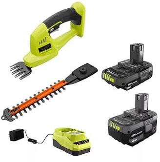 P2908BTL-PSK106SB Fits for Ryobi 18V Lithium-Ion 4.0 Ah Battery, 2.0 Ah Battery and Charger Kit with Cordless Grass Shear/Shrubber Trimmer