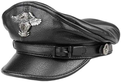 Vobumix Leder-kapitänsmütze, Retro-militärmütze, Matrosen-flachmütze, Vintage-Newsboy-Kopfbedeckung Für Matrosen-kostüm-verkleidungsparty