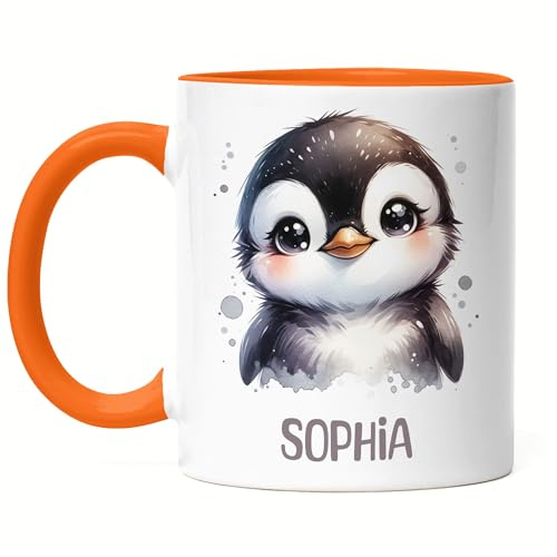 Kiddle-Design Kindertasse mit Namen Personalisiert, Personalisierte Tasse Kinder mit Waschbär, Namenstasse Waschbärtasse, Kinderbecher als Geschenk zur Taufe, Geburt Weihnachten - Emaille Tasse