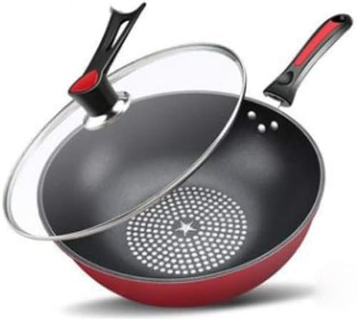 JQQJZLC Wok Wok Non-Stick Cooking Stove Home Flat Botthide Round Freing Induction Inducción de Gas de carbón Universal 32 cm de cocción Wok (30 cm)
