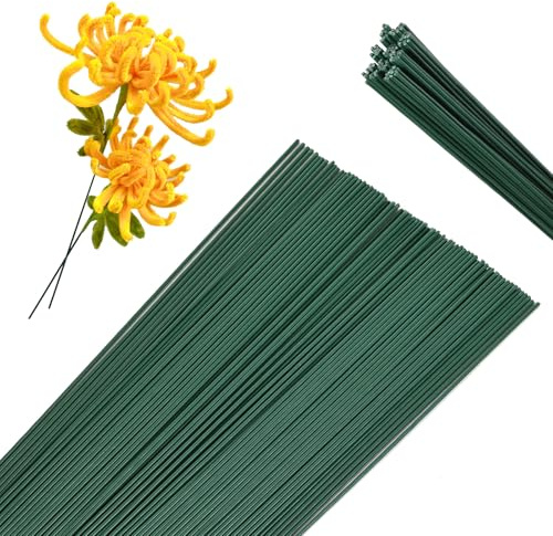 Floristendraht Grün, 100 Stück, 30 cm Länge, 2 mm Durchmesser, für Blumenstrauß und Kranz, DIY Handwerk