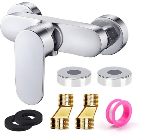 DGMI Mezclador de ducha, grifo de ducha, grifo de ducha, mezclador monomando para ducha, montaje en pared, grifo monomando ducha, grifo cromado ducha con G ½ caño