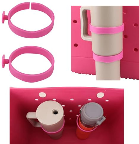 lasuroa 2uds Portavasos para Bolsa Bogg Compatible con Stanley de 30oz 40oz Botellas de Agua, Cup Holder Inserto Plástico para Bogg Bolsa y Simply Southern Beach Totes Accesorios (Rosa)