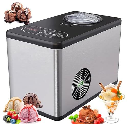 TsoLay Heladera Automática De 1.5L, Máquina para Hacer Yogur Helado De 140W con Pantalla LCD Y 3 Modos, Baja Temperatura De -43 °C, Acero Inoxidable para Cafeterías, Pastelerías Y Uso Doméstico.