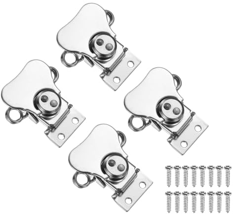 PATIKIL 2.17x2.05 Serratura A Farfalla A Molla, 4Pcs Serratura A Farfalla In Acciaio & Fermaglio Per Chiusura Di Cassa Scatola Baule, Argento