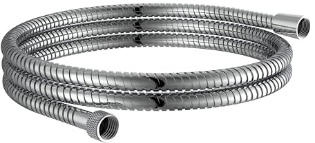 SCHÜTTE Duschschlauch 2m Edelstahl, Chrom | Brauseschlauch mit Verdrehschutz Dusche mit 150cm Länge aus Edelstahl | Duschkopf-Schlauch mit Universalanschluss | Chrom