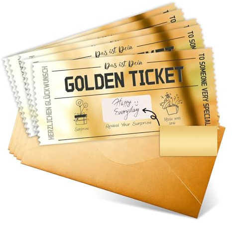 NefLaca Goldenes Ticket Rubbelkarte, goldenes Ticket zum Selbermachen, personalisierte Rubbelkarten, Valentinstag, Jahrestag, Überraschungskarten, Geburtstagsgeschenkkarte, kreative Geschenkkarten und